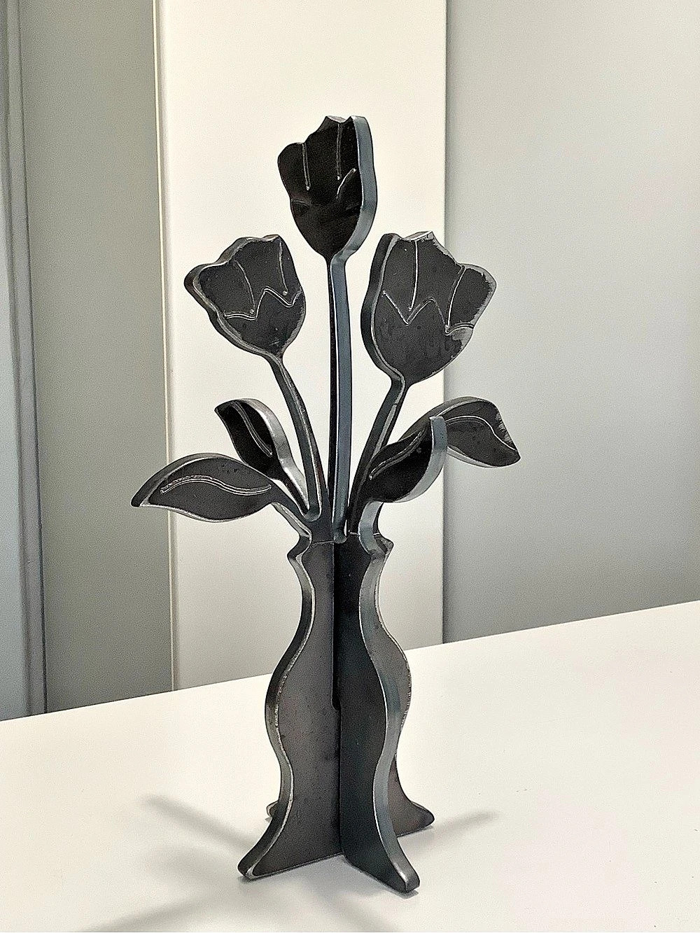 Black Metal Flower Sculpture Set